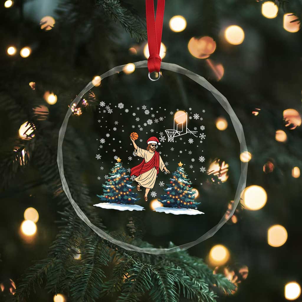 He Is Rizzin Crystal Glass Ornament Funny Xmas Slam Dunk Basketball Gift TS12 Print Your Wear