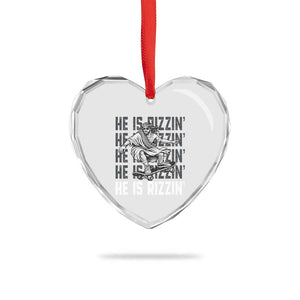 He Is Rizzin Funny Christian Easter Skateboarding Jesus Meme Heart Crystal Glass Ornament Faith Humor Trendy Youth Gift TS02 Print Your Wear