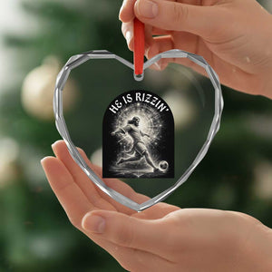 He Is Rizzin Heart Crystal Glass Ornament Funny Christian Faith Soccer Player Gift TS12 Print Your Wear