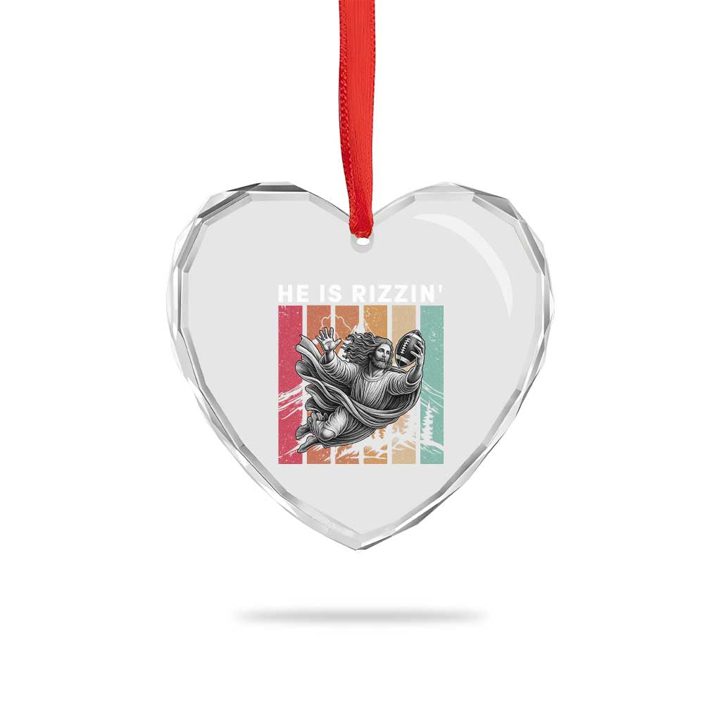 He Is Rizzin Heart Crystal Glass Ornament Funny Christian Football Lover Gift TS12 Print Your Wear
