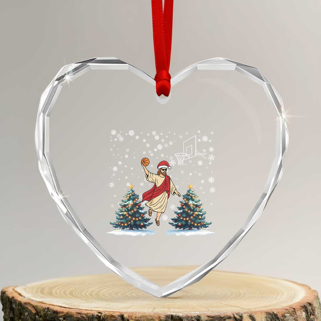 He Is Rizzin Heart Crystal Glass Ornament Funny Xmas Slam Dunk Basketball Gift TS12 Transparent Glass 3'' Heart Print Your Wear