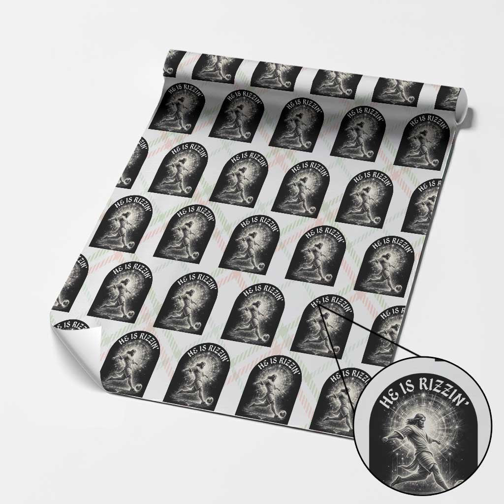 He Is Rizzin Wrapping Paper Roll Funny Christian Faith Soccer Player Gift TS12 Christmas Plaid Print Your Wear