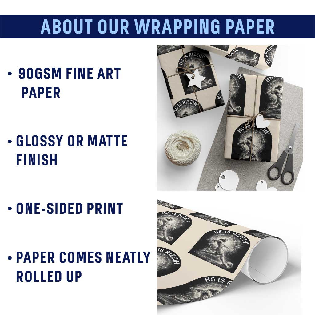 He Is Rizzin Wrapping Paper Roll Funny Christian Faith Soccer Player Gift TS12 Print Your Wear