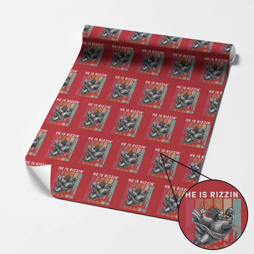 He Is Rizzin Wrapping Paper Roll Funny Christian Football Lover Gift TS12 Red Print Your Wear