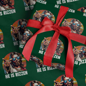 He is Rizzin Wrapping Paper Roll Funny Jesus Vintage Faith TS10 Green Print Your Wear