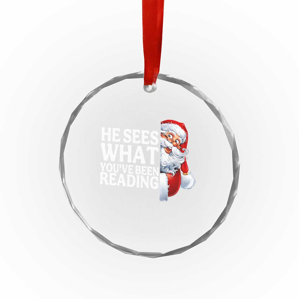 He Sees What You Have Been Reading Crystal Glass Ornament Funny Bookish Christmas Book Lover TS14 Print Your Wear