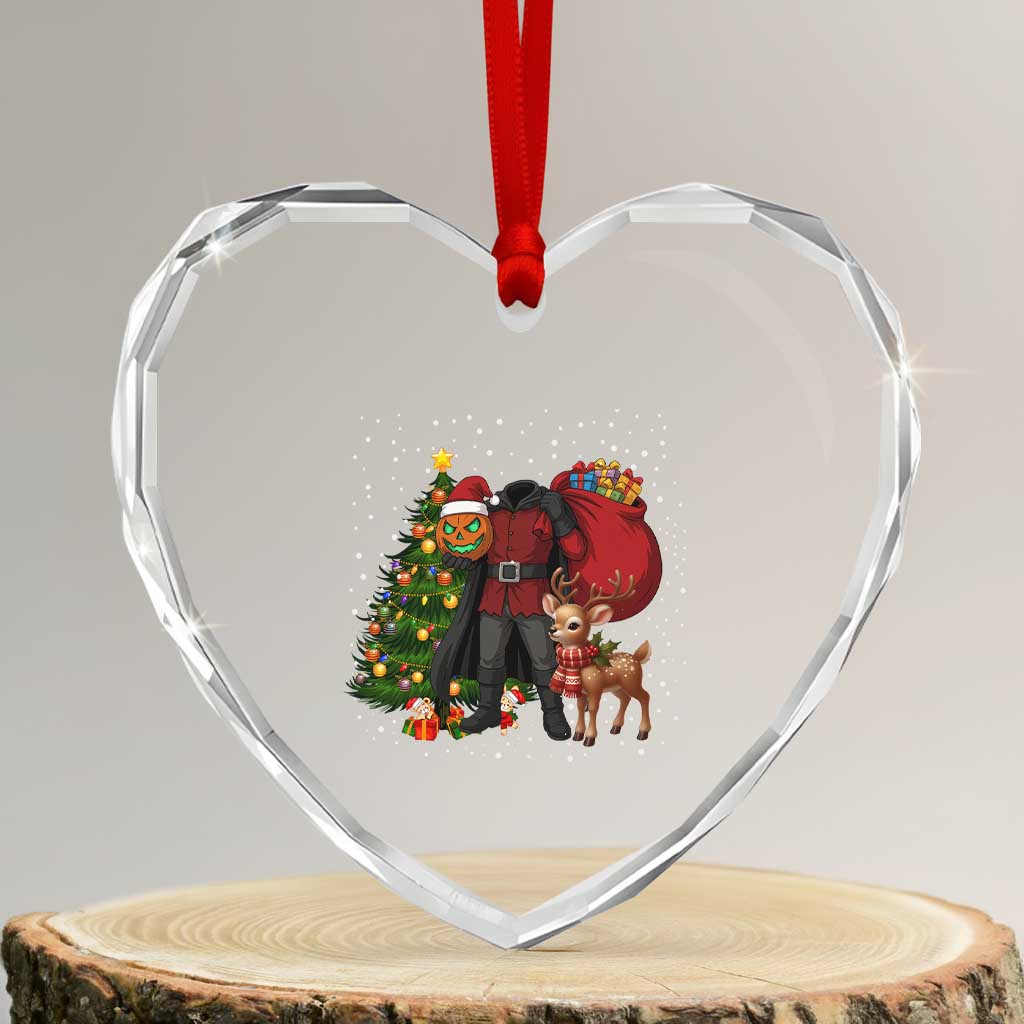 Headless Horseman Santa Heart Crystal Glass Ornament Funny Christmas Mashup Gift TS12 Transparent Glass 3'' Heart Print Your Wear