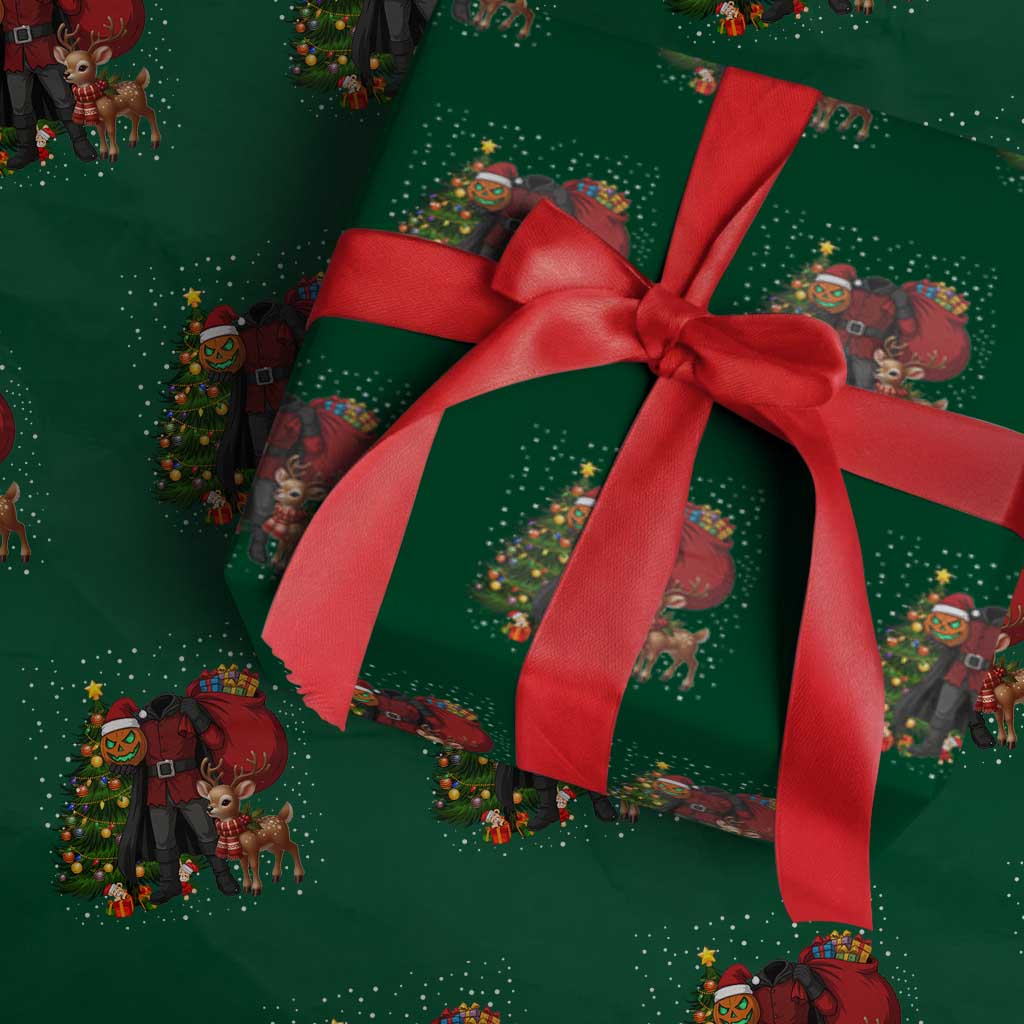 Headless Horseman Santa Wrapping Paper Roll Funny Xmas Mashup Gift TS12 Green Print Your Wear