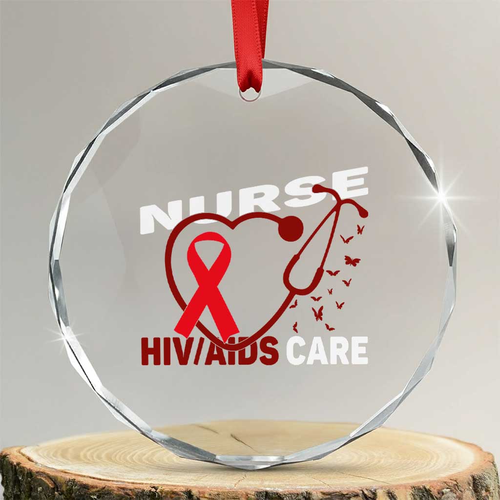 Healthcare Hero HIV AIDS Care Nurse Gift Crystal Glass Ornament TS12 Transparent Glass 3'' Circle Print Your Wear