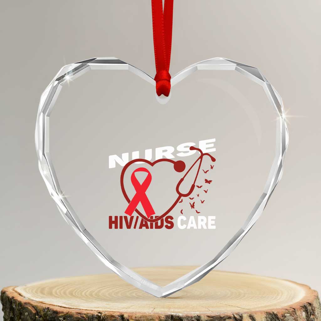 Healthcare Hero HIV AIDS Care Nurse Gift Heart Crystal Glass Ornament TS12 Transparent Glass 3'' Heart Print Your Wear
