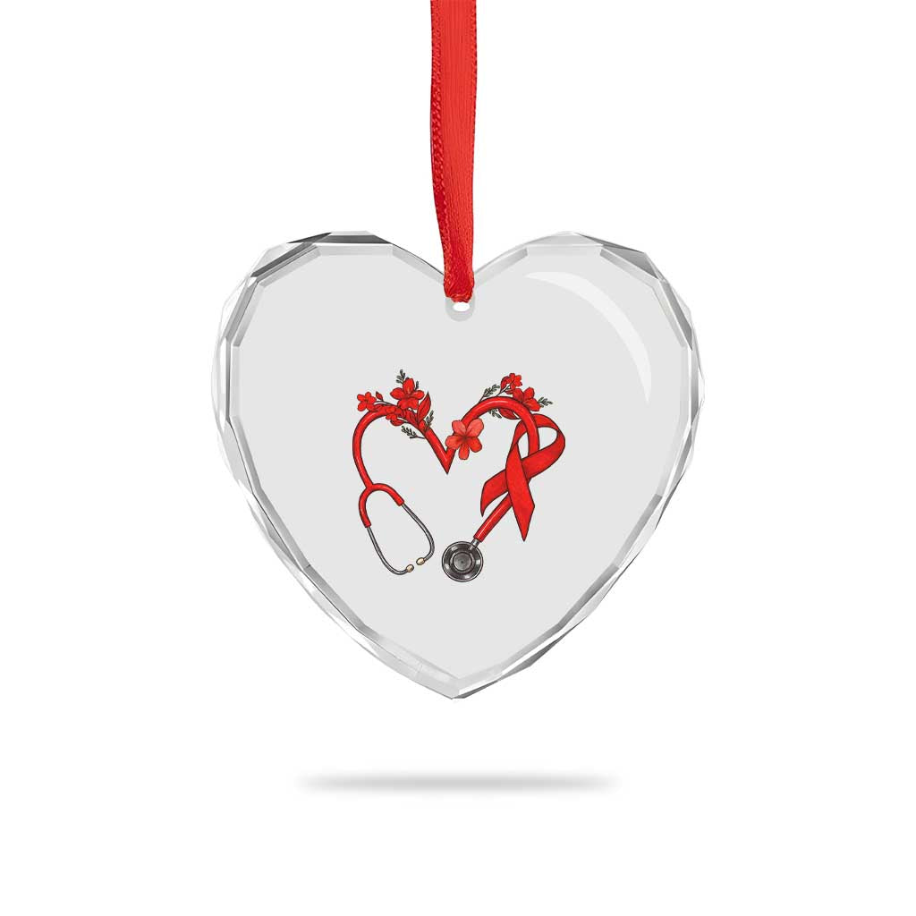 Healthcare Hero HIV Awareness Heart Crystal Glass Ornament Red Ribbon Support Gift TS12 Print Your Wear