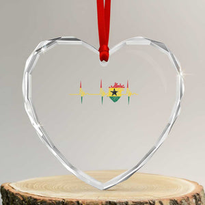 Heart Ghana Flag Heart Crystal Glass Ornament Heartbeat EKG Pulse Proud Ghanaian