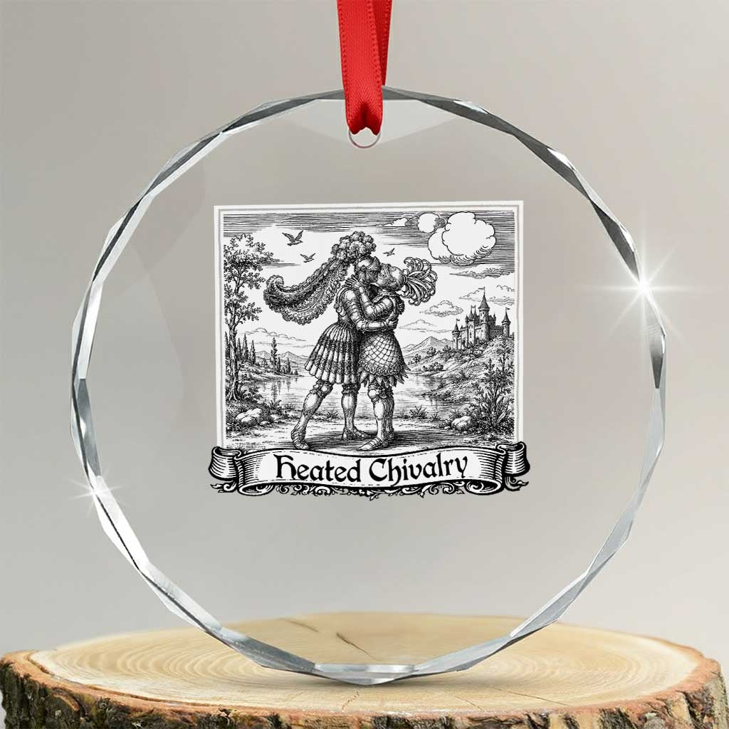 Heated Chivalry Medieval Knights Kissing LGBT Pride Crystal Glass Ornament TS11 Transparent Glass 3'' Circle Print Your Wear