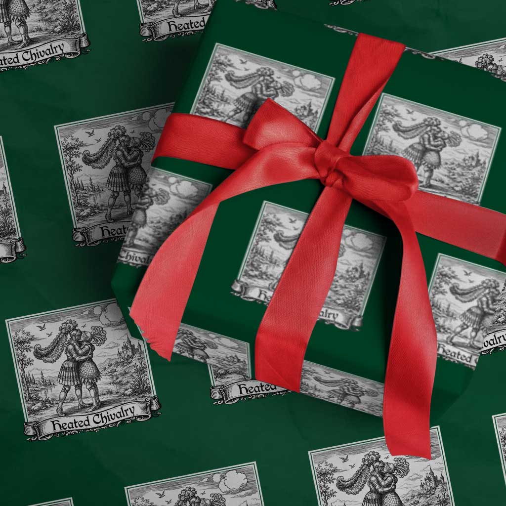 Heated Chivalry Medieval Knights Kissing LGBT Pride Wrapping Paper Roll TS11 Green Print Your Wear
