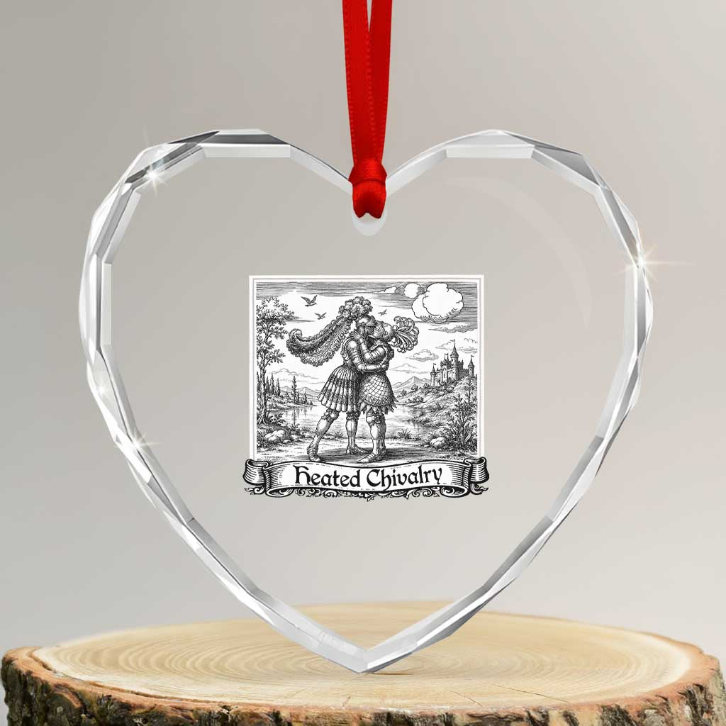 Heated Chivalry Medieval Knights Kissing LGBT Pride Heart Crystal Glass Ornament TS11 Transparent Glass 3'' Heart Print Your Wear