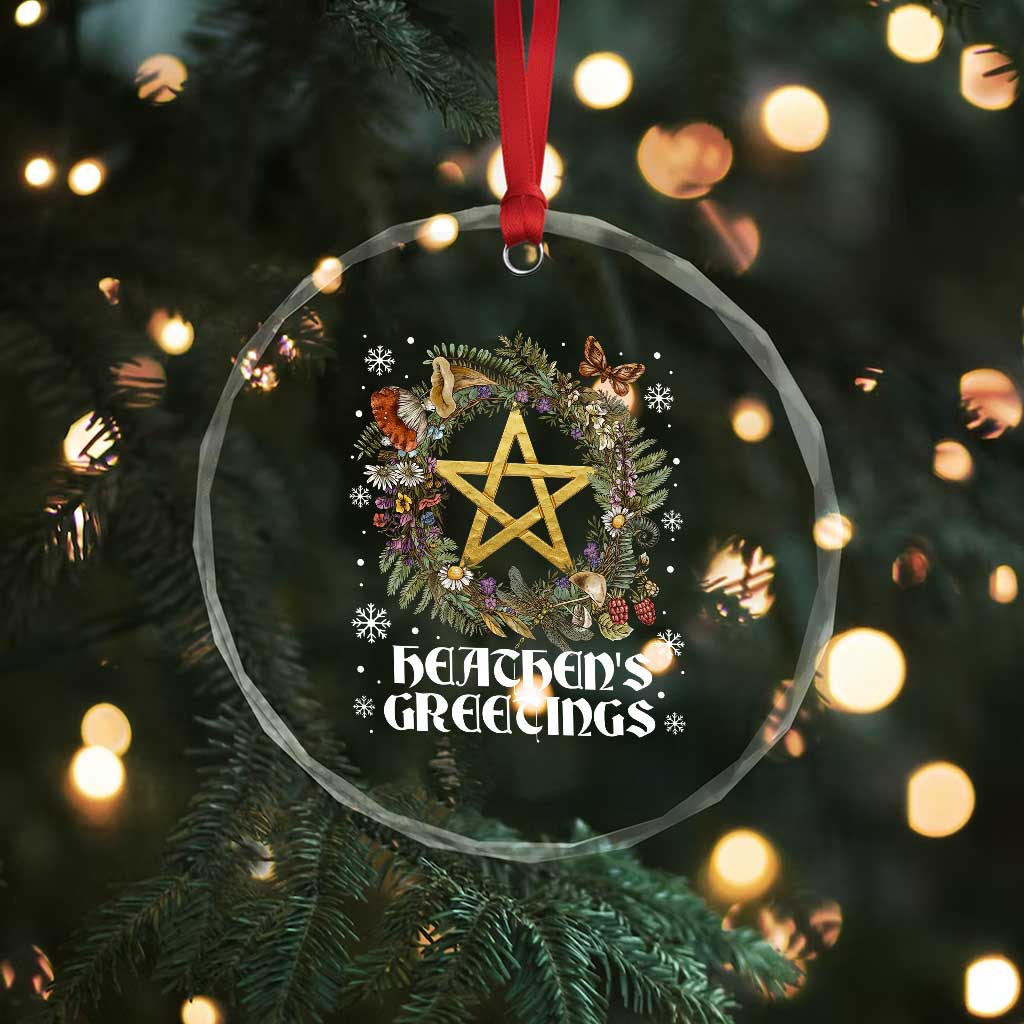 Heathens Greeting Crystal Glass Ornament Pagan Christmas Wreath Yule Holiday TS11 Print Your Wear
