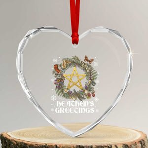 Heathens Greeting Heart Crystal Glass Ornament Pagan Christmas Wreath Yule Holiday TS11 Transparent Glass 3'' Heart Print Your Wear
