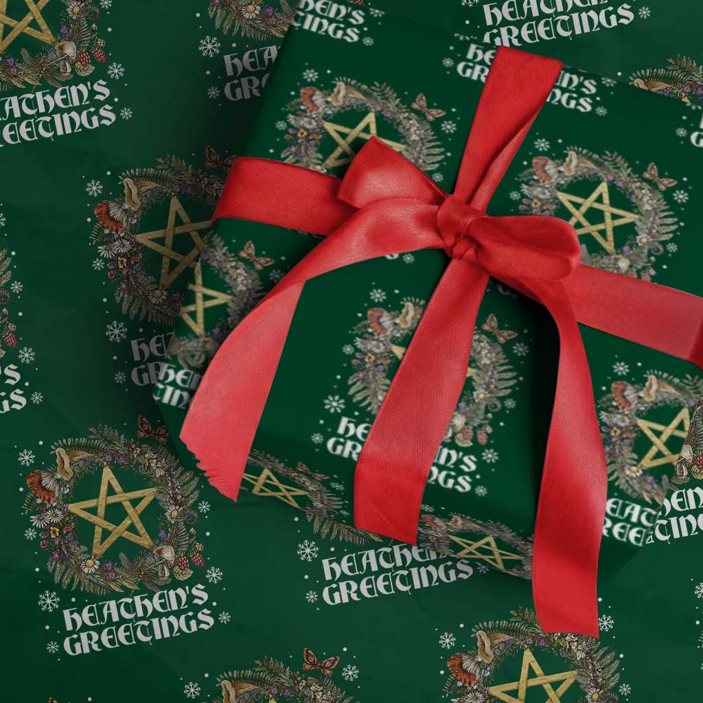 Heathens Greeting Wrapping Paper Roll Pagan Christmas Wreath Yule Holiday TS11 Green Print Your Wear