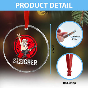 Heavy Mental Crystal Glass Ornament Sleigher Santa Playing Guitar TS09 Print Your Wear