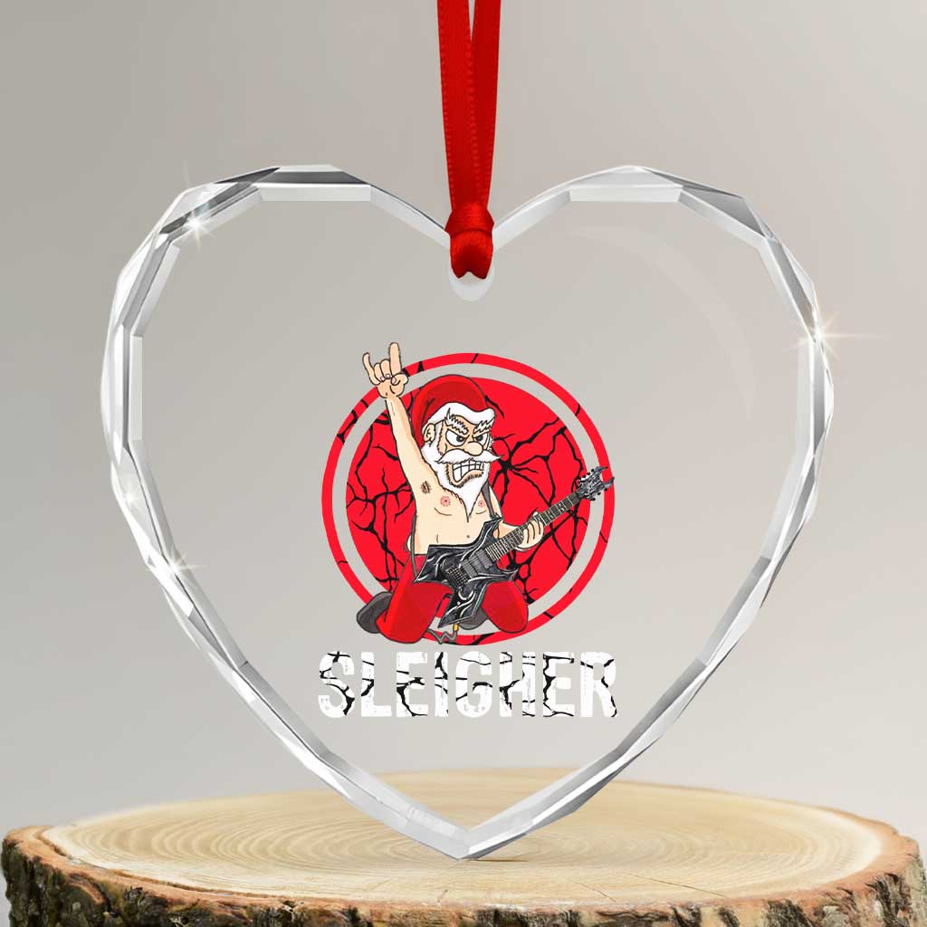 Heavy Mental Heart Crystal Glass Ornament Sleigher Santa Playing Guitar TS09 Transparent Glass 3'' Heart Print Your Wear