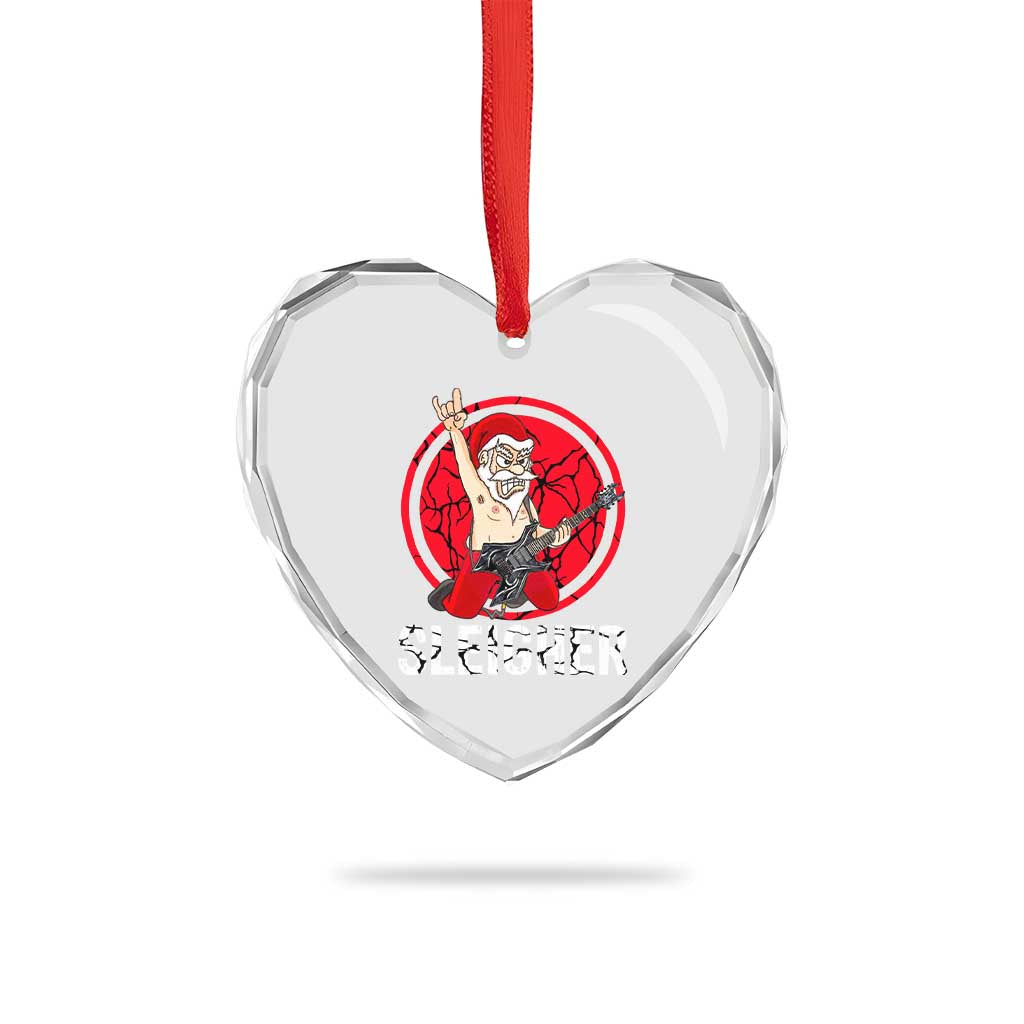 Heavy Mental Heart Crystal Glass Ornament Sleigher Santa Playing Guitar TS09 Print Your Wear