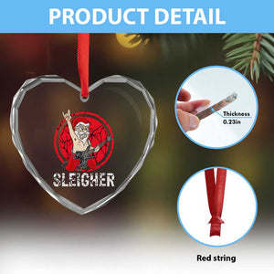 Heavy Mental Heart Crystal Glass Ornament Sleigher Santa Playing Guitar TS09 Print Your Wear