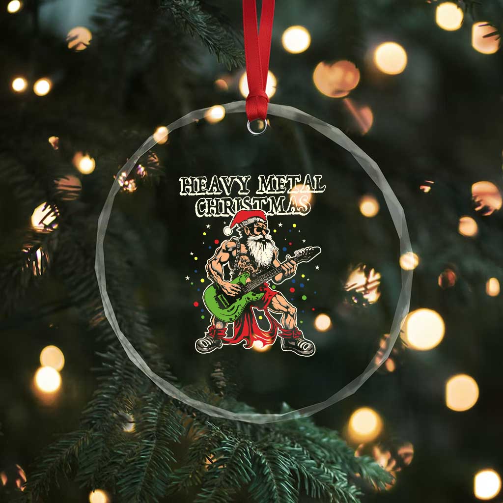 Heavy Metal Santa Crystal Glass Ornament Playing Guitar Christmas Rock Music Lover TS02 Print Your Wear