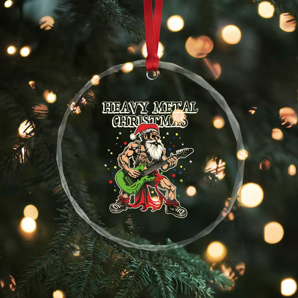 Heavy Metal Santa Crystal Glass Ornament Playing Guitar Christmas Rock Music Lover TS02 Print Your Wear