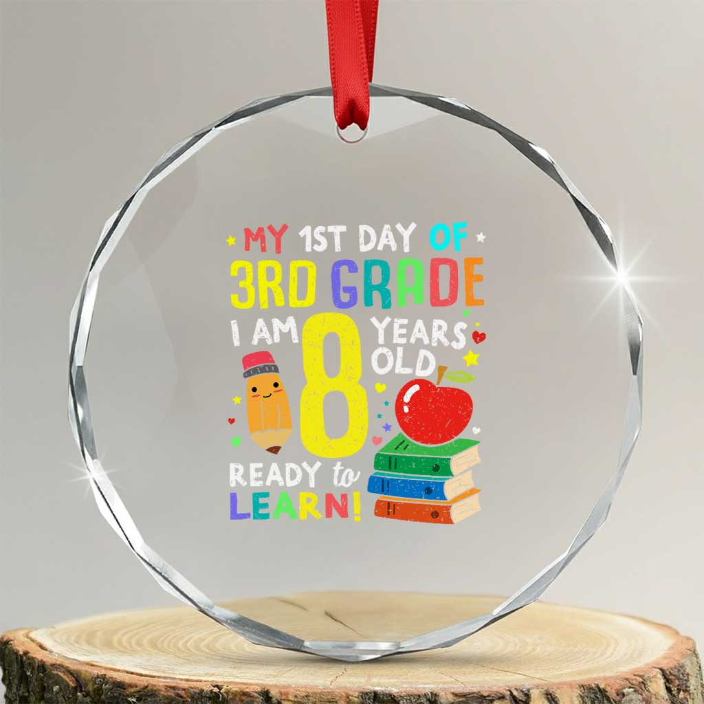 Hello 3rd Grade Crystal Glass Ornament Boys and Girls First Day Back to School Gift TS01 Transparent Glass 3'' Circle Print Your Wear
