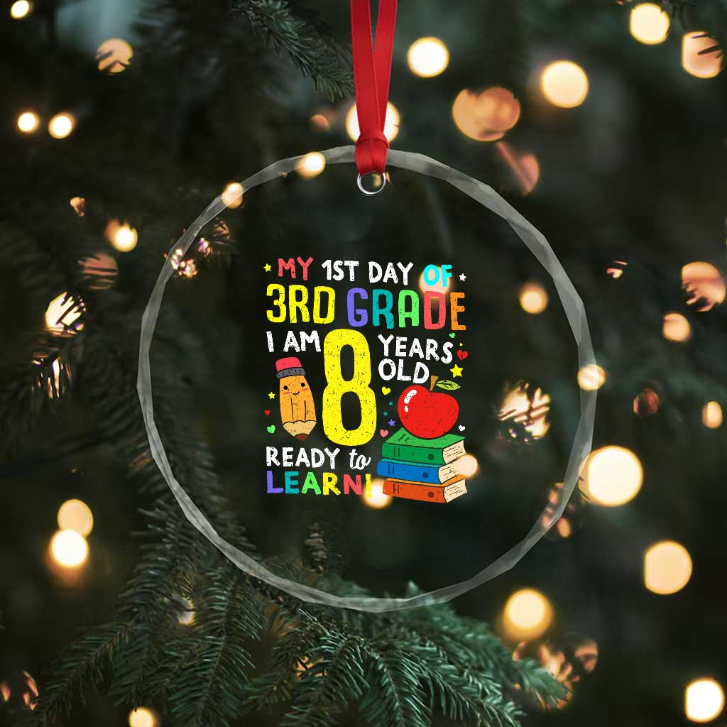 Hello 3rd Grade Crystal Glass Ornament Boys and Girls First Day Back to School Gift