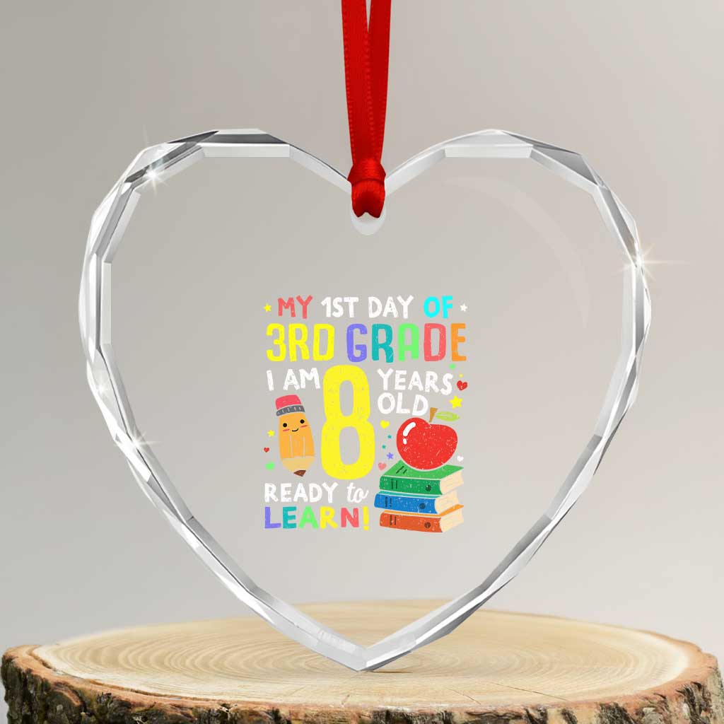 Hello 3rd Grade Heart Crystal Glass Ornament Boys and Girls First Day Back to School Gift TS01 Transparent Glass 3'' Heart Print Your Wear