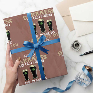 Hello Darkness My Old Friend Funny Irish Stout Beer Wrapping Paper Roll St. Patrick’s Day Drinking Humor Craft Brew Lovers TS02 Mocha Print Your Wear