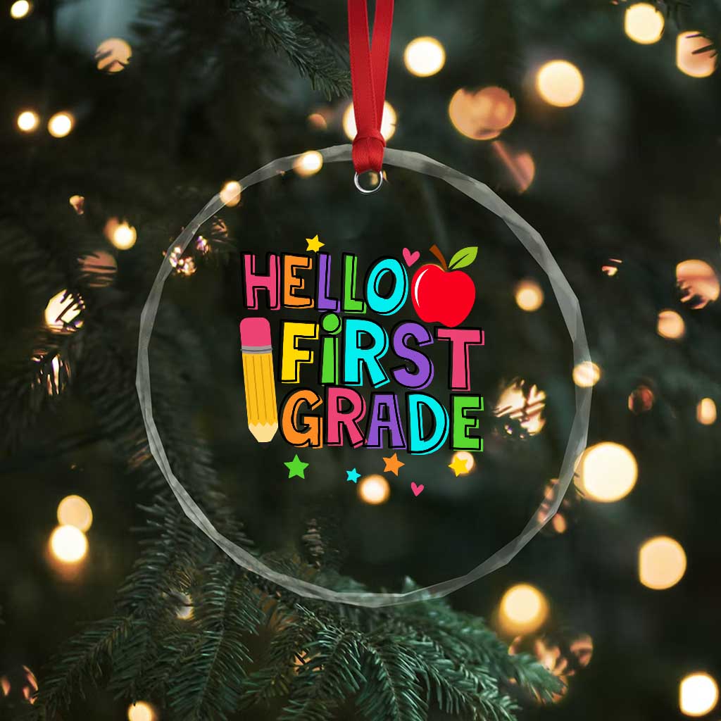 Hello First Grade Teacher Crystal Glass Ornament Back To School 1st Grade Team TS10 Print Your Wear