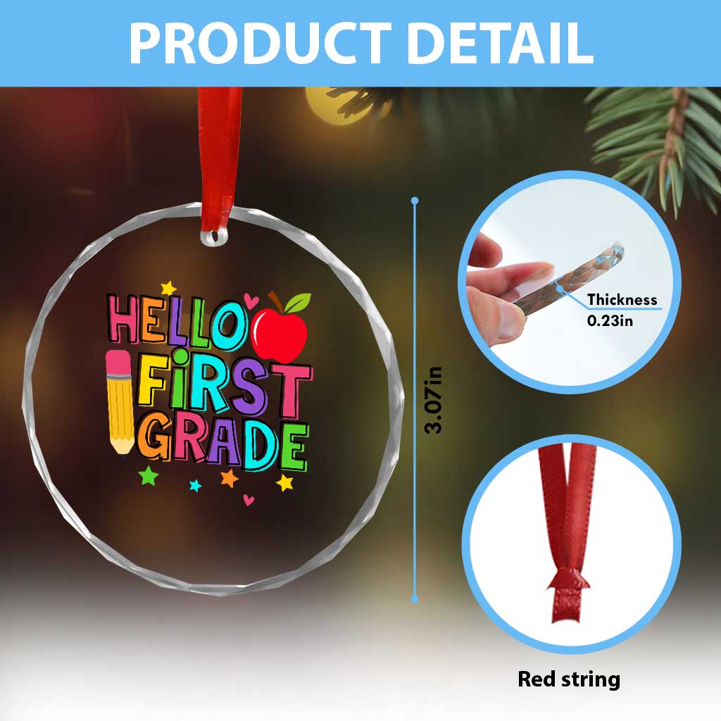 Hello First Grade Teacher Crystal Glass Ornament Back To School 1st Grade Team TS10 Print Your Wear