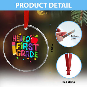 Hello First Grade Teacher Crystal Glass Ornament Back To School 1st Grade Team TS10 Print Your Wear