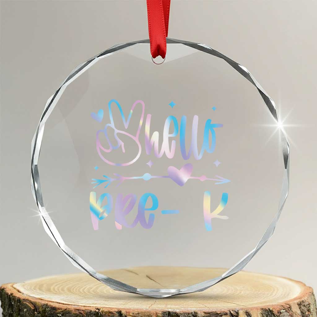 Hello Pre-k Crystal Glass Ornament Back To School Cute Tie Dye TS10 Transparent Glass 3'' Circle Print Your Wear