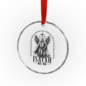 Here Am I Send Me Isaiah 6 8 Catholic Knight Templar Crusader Faith Crystal Glass Ornament
