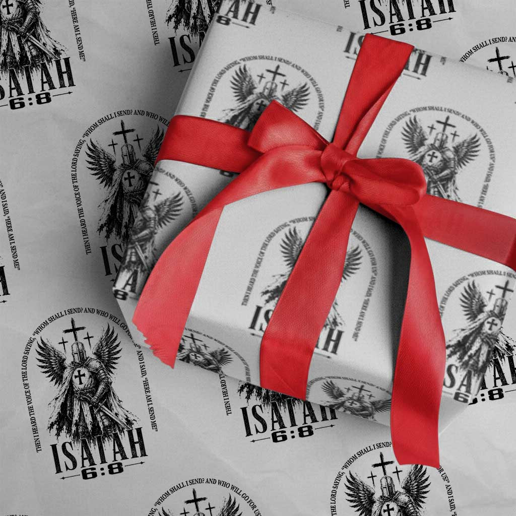 Here Am I Send Me Isaiah 6 8 Catholic Knight Templar Crusader Faith Wrapping Paper Roll