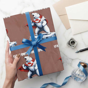 Heroic Polar Bear Leave Greenland Alone Wrapping Paper Roll Patriotic Island Sovereignty Protest TS02 Mocha Print Your Wear