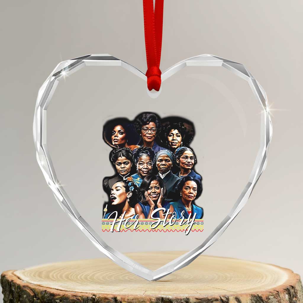 HerStory Tribute Heart Crystal Glass Ornament Celebrating Legendary Black Women of History and Power TS02 Transparent Glass 3'' Heart Print Your Wear