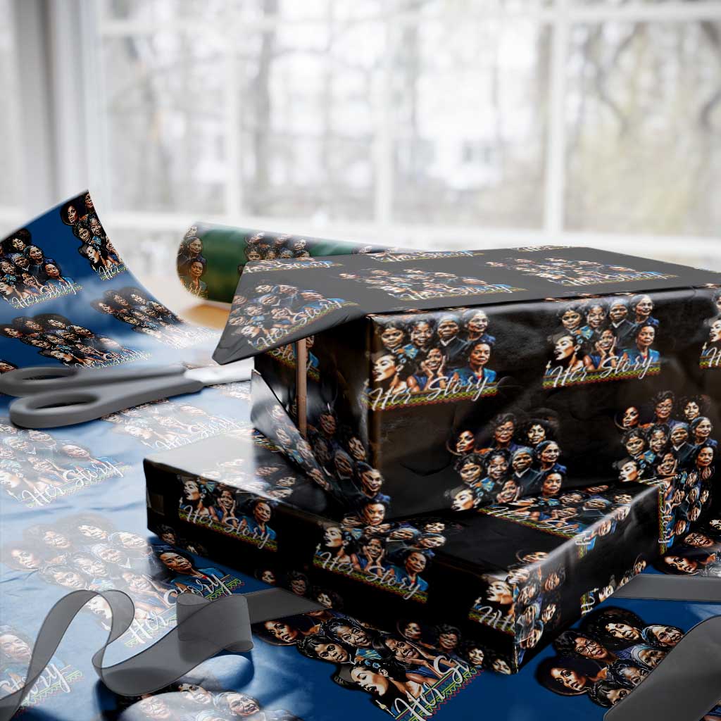HerStory Tribute Wrapping Paper Roll Celebrating Legendary Black Women of History and Power TS02 Black Print Your Wear