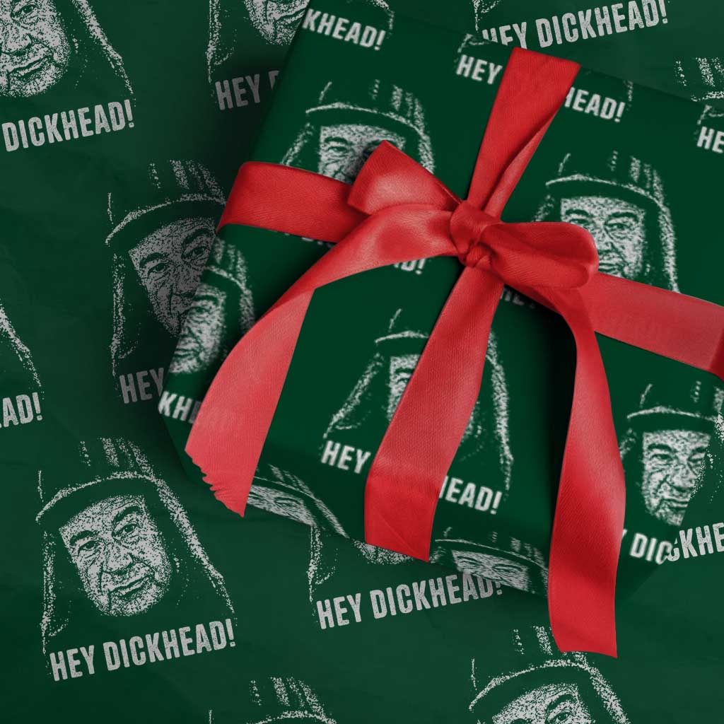 Hey Dckhead Grumpy Old Man Humor Wrapping Paper Roll Jerk Sarcastic Comedy TS02 Green Print Your Wear