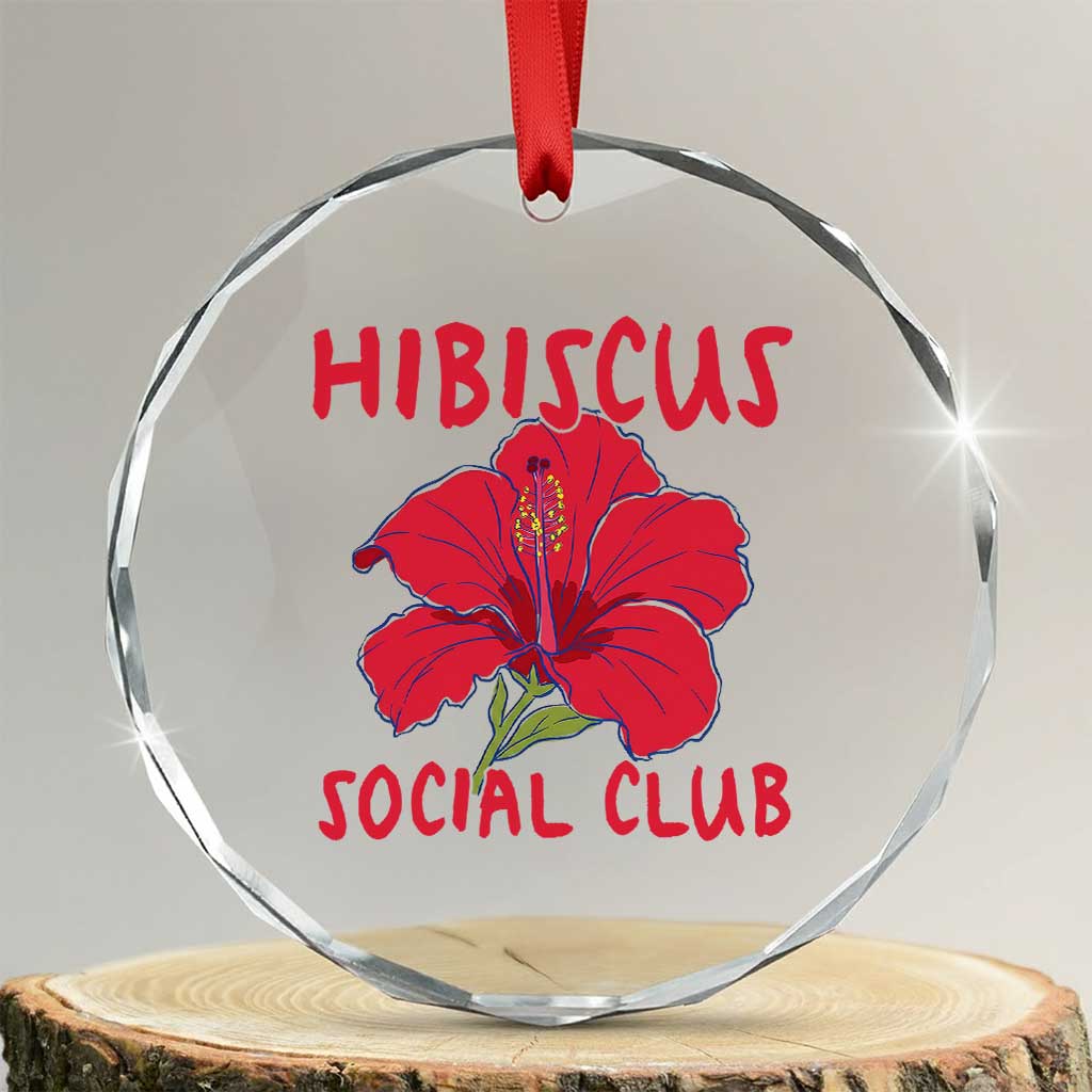 Hibiscus Flower Crystal Glass Ornament Aloha Hawaii Tropical Beach Vacation TS14 Transparent Glass 3'' Circle Print Your Wear