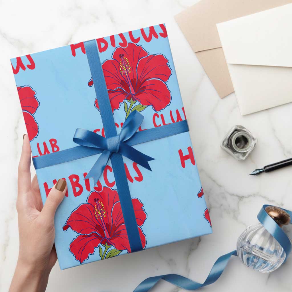 Hibiscus Flower Wrapping Paper Roll Aloha Hawaii Tropical Beach Vacation