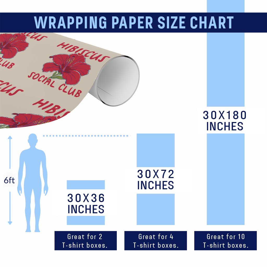 Hibiscus Flower Wrapping Paper Roll Aloha Hawaii Tropical Beach Vacation
