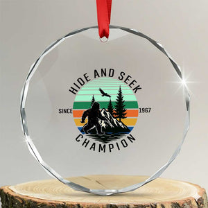 Hide And Seek Champion Crystal Glass Ornament Bigfoot Lover Gift TS12 Transparent Glass 3'' Circle Print Your Wear