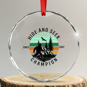Hide And Seek Champion Crystal Glass Ornament Bigfoot Lover Gift TS12 Transparent Glass 3'' Circle Print Your Wear