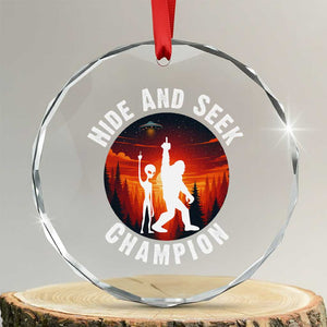Hide And Seek Champion Crystal Glass Ornament Funny Bigfoot And Alien Lover Gift TS12 Transparent Glass 3'' Circle Print Your Wear