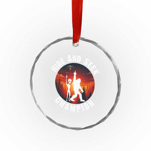 Hide And Seek Champion Crystal Glass Ornament Funny Bigfoot And Alien Lover Gift TS12 Print Your Wear