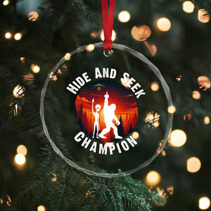 Hide And Seek Champion Crystal Glass Ornament Funny Bigfoot And Alien Lover Gift TS12 Print Your Wear